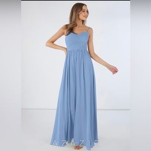 Azazie steel blue dress